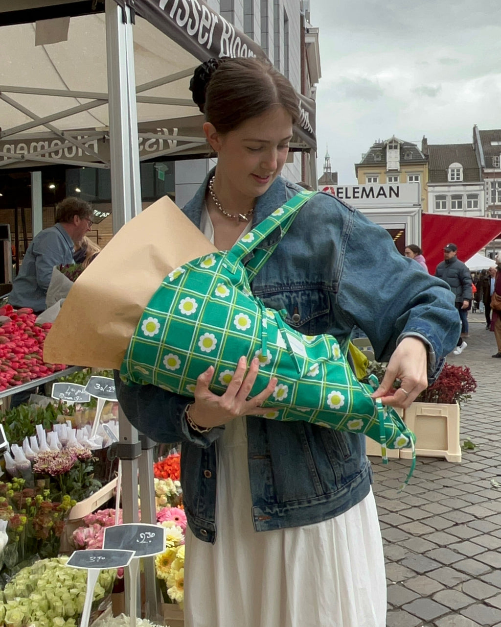 mod floral flower bag