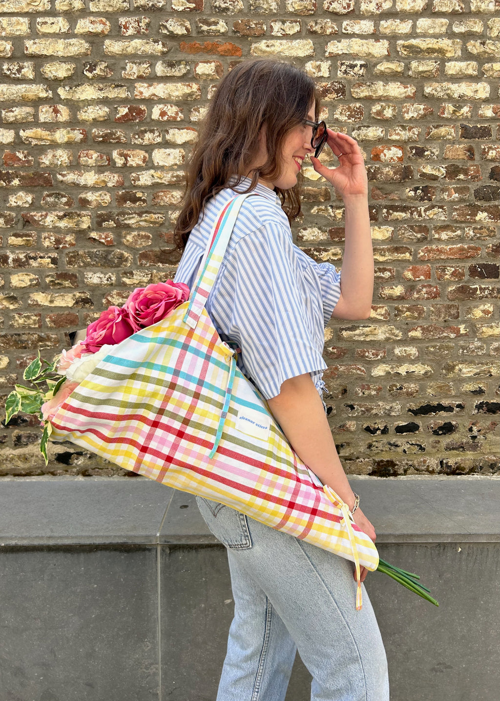 colourful plaid flower bag