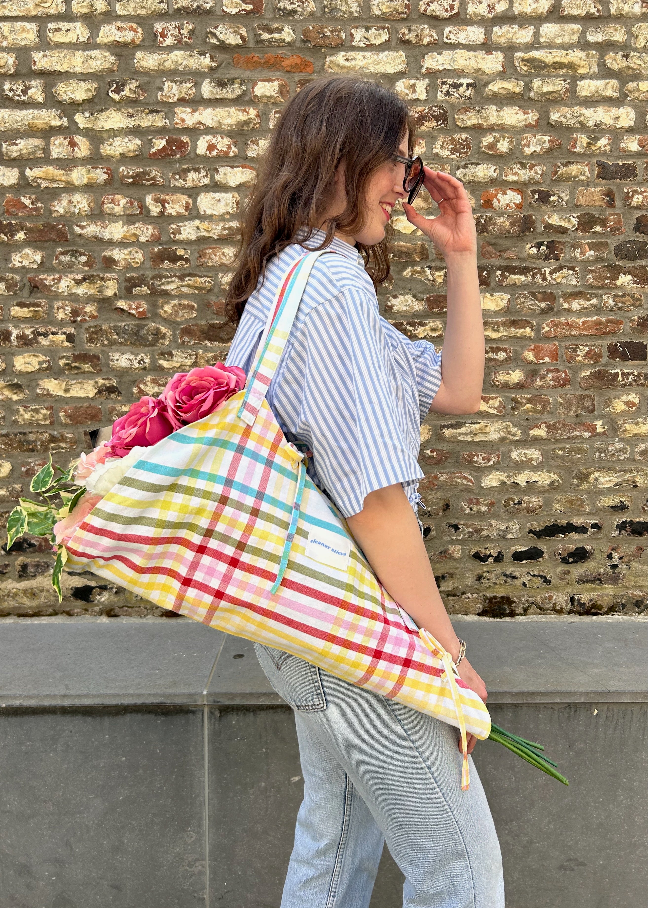 colourful plaid flower bag