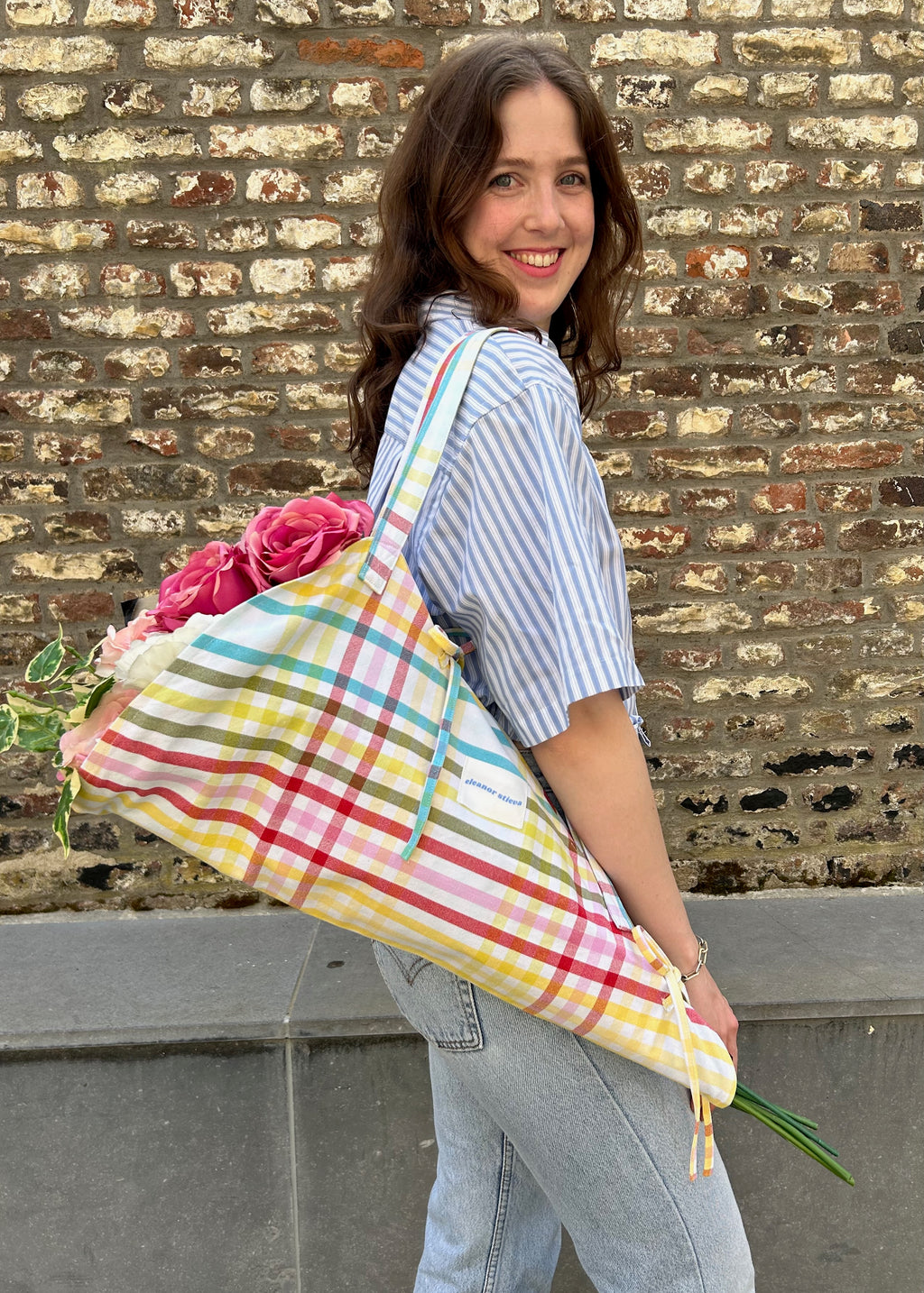 colourful plaid flower bag