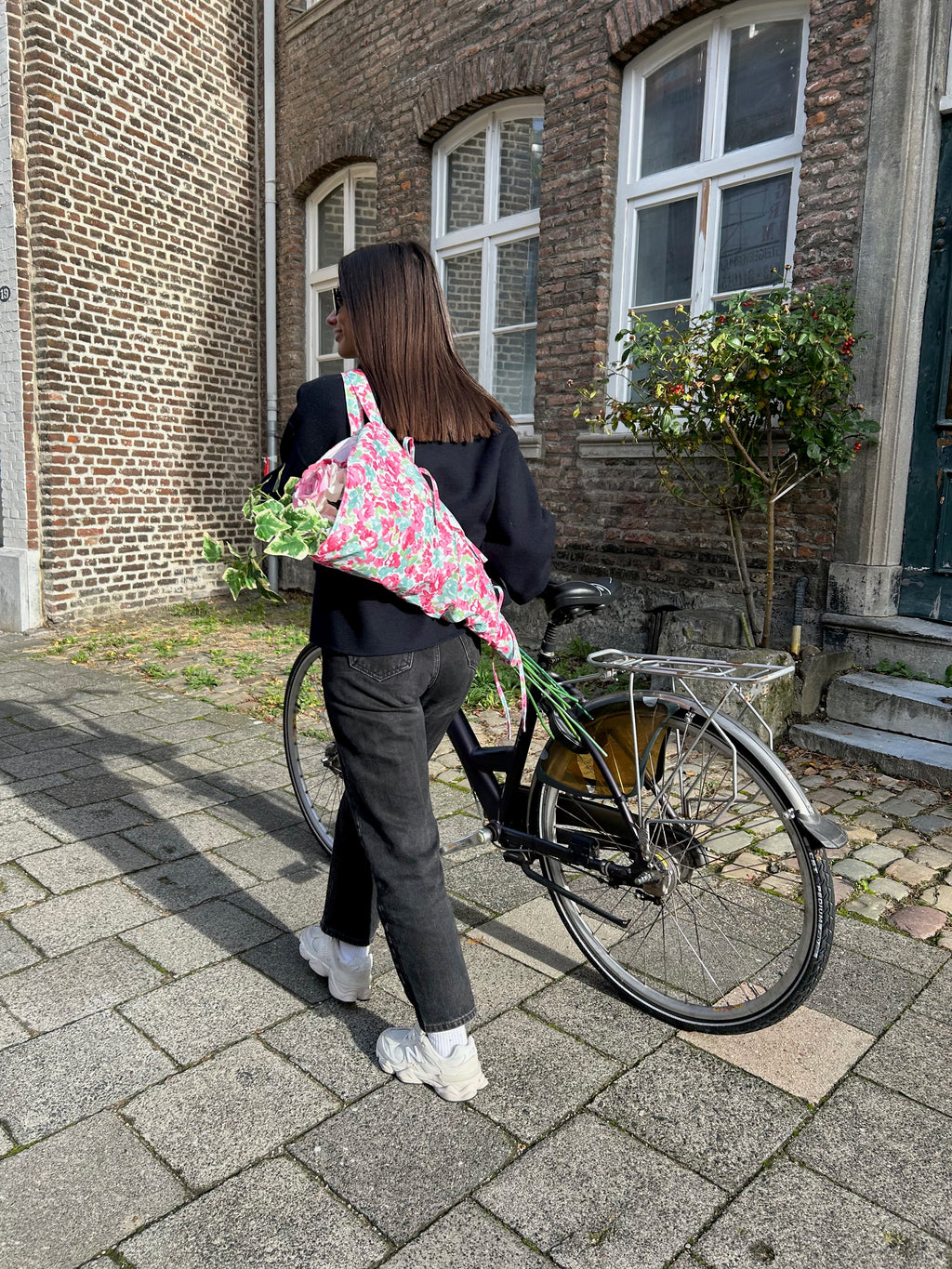 pink floral flower bag