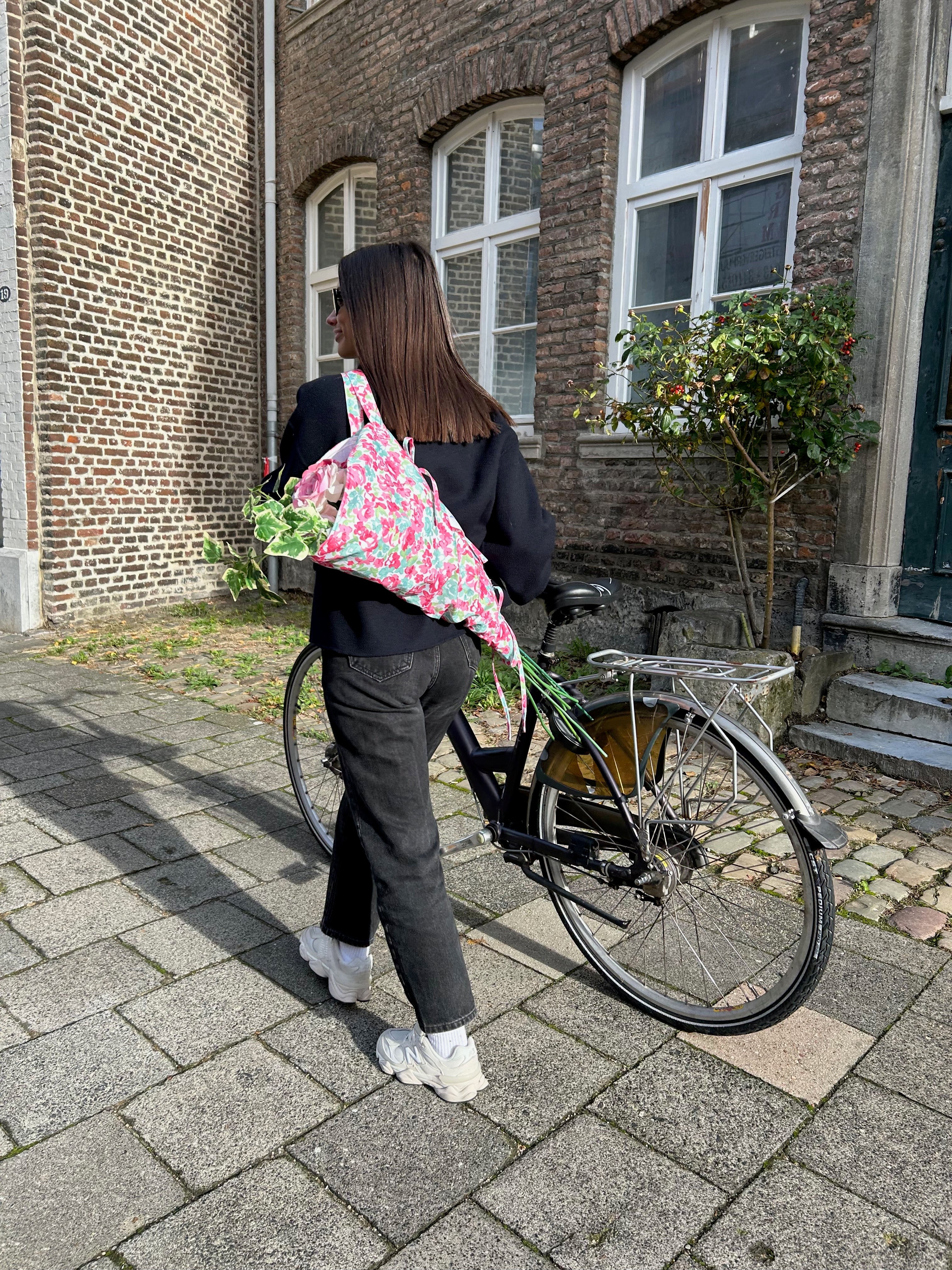 pink floral flower bag