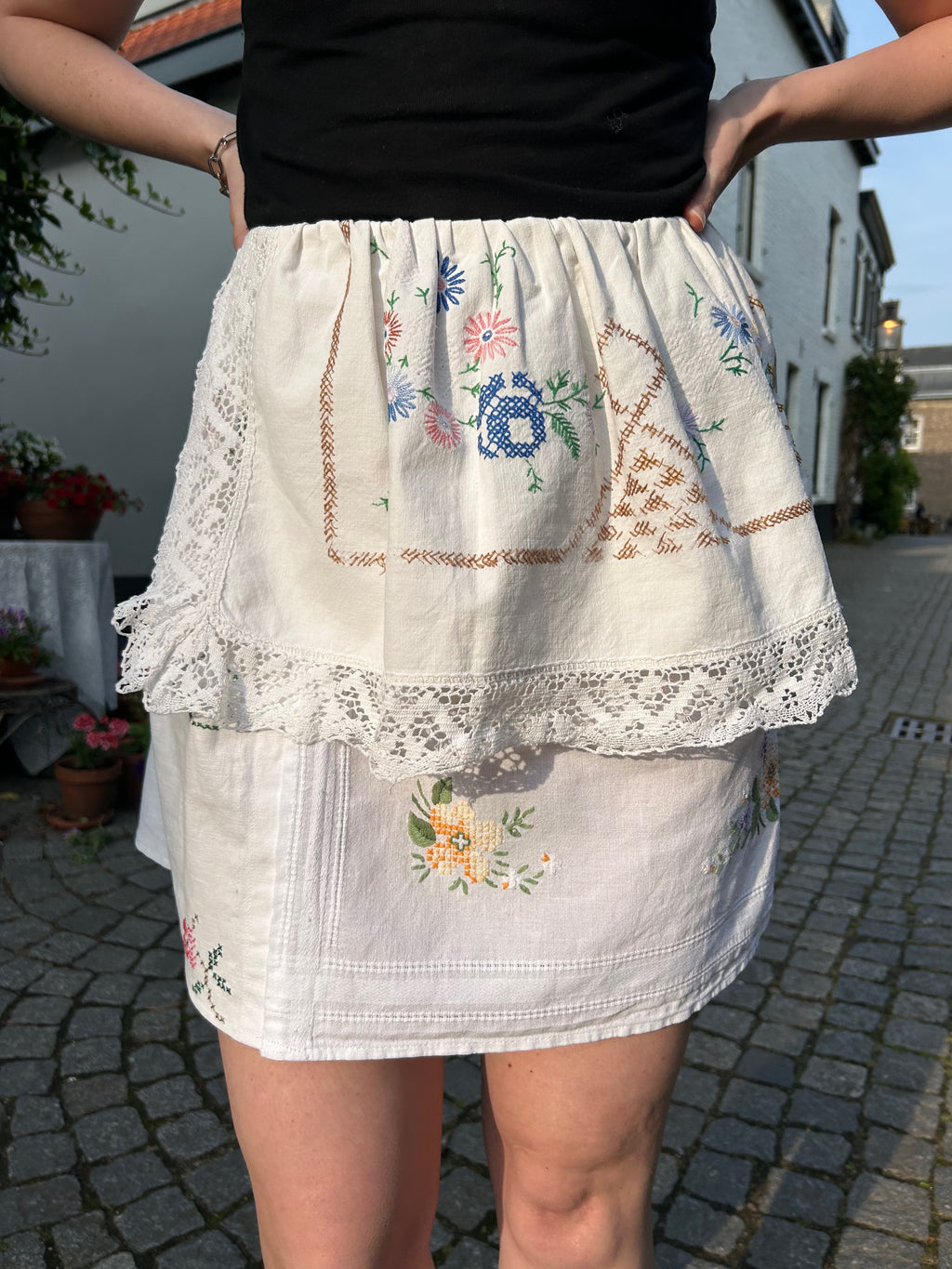 vintage tablecloth skirt