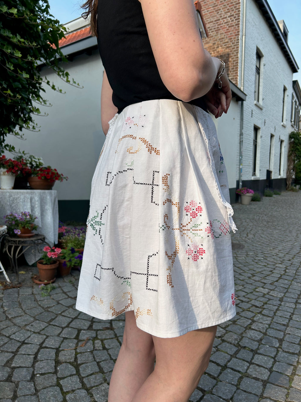 vintage tablecloth skirt
