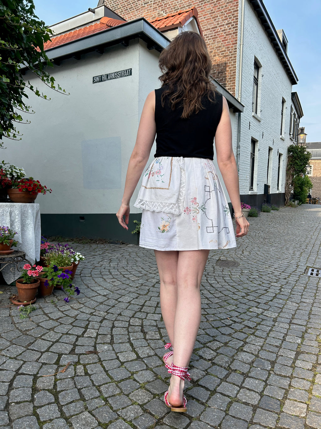 vintage tablecloth skirt