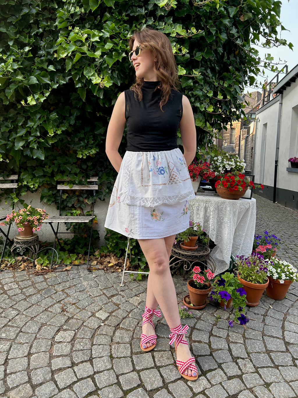 vintage tablecloth skirt
