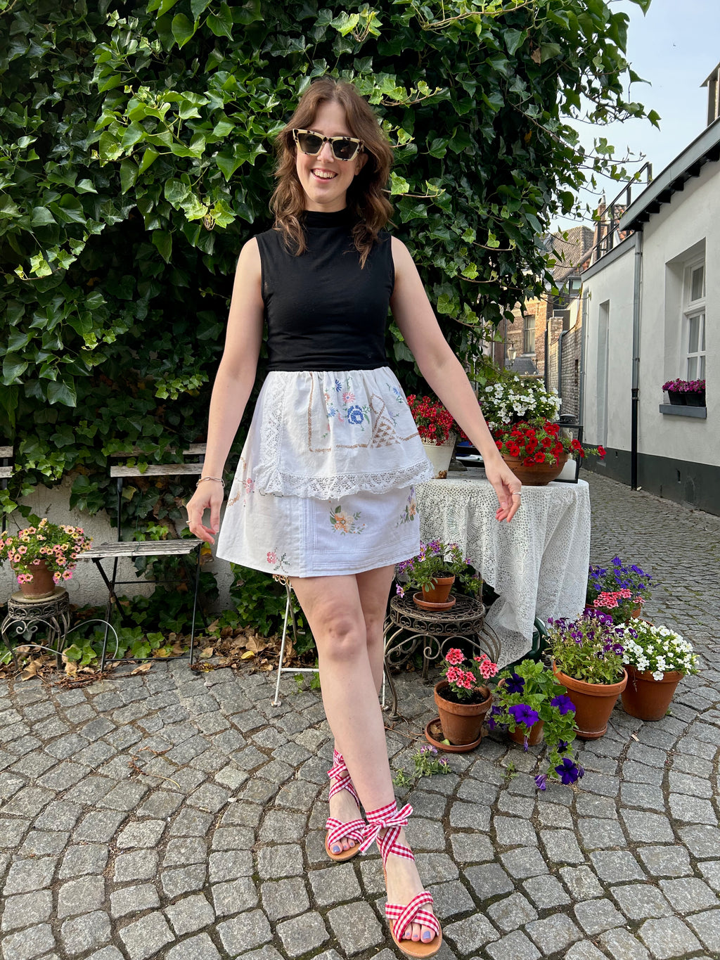 vintage tablecloth skirt