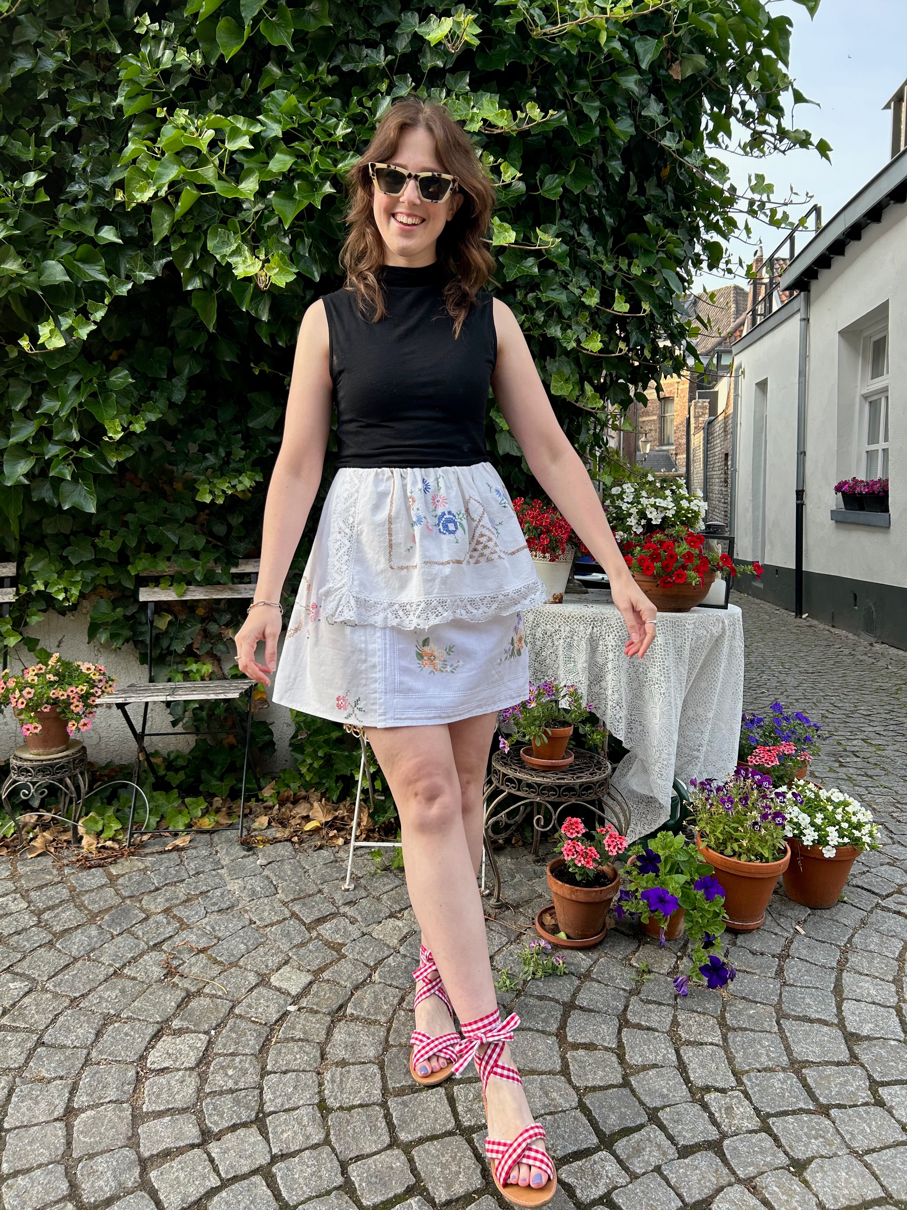 vintage tablecloth skirt
