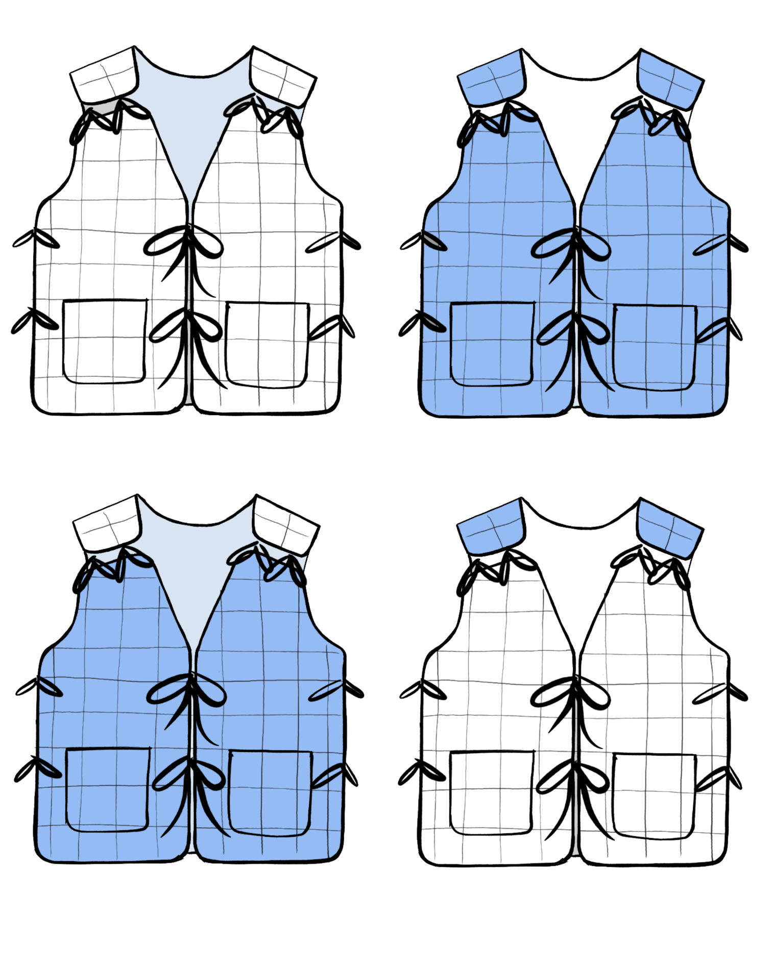 reversible modular vest pattern